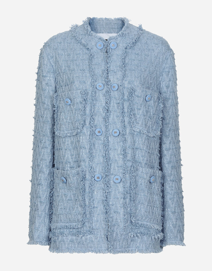 Dolce & Gabbana Single-breasted cotton rush-stitch jacket Azure F29TYTGDCLV