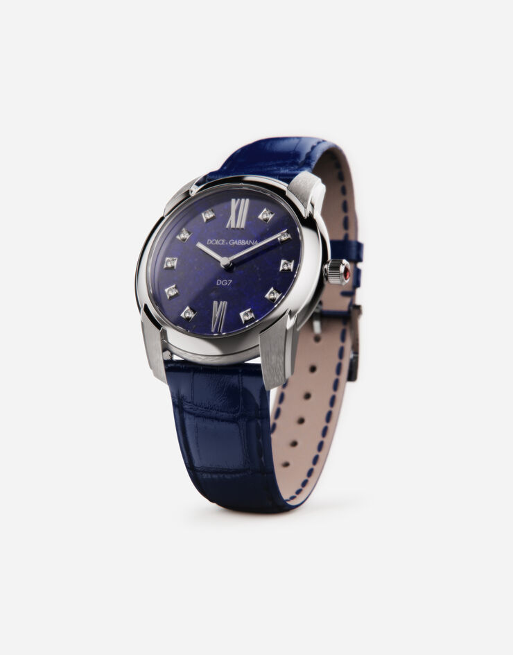 Dolce & Gabbana DG7 watch in steel with lapis lazuli and diamonds BLEU WWFE2SXSFLA