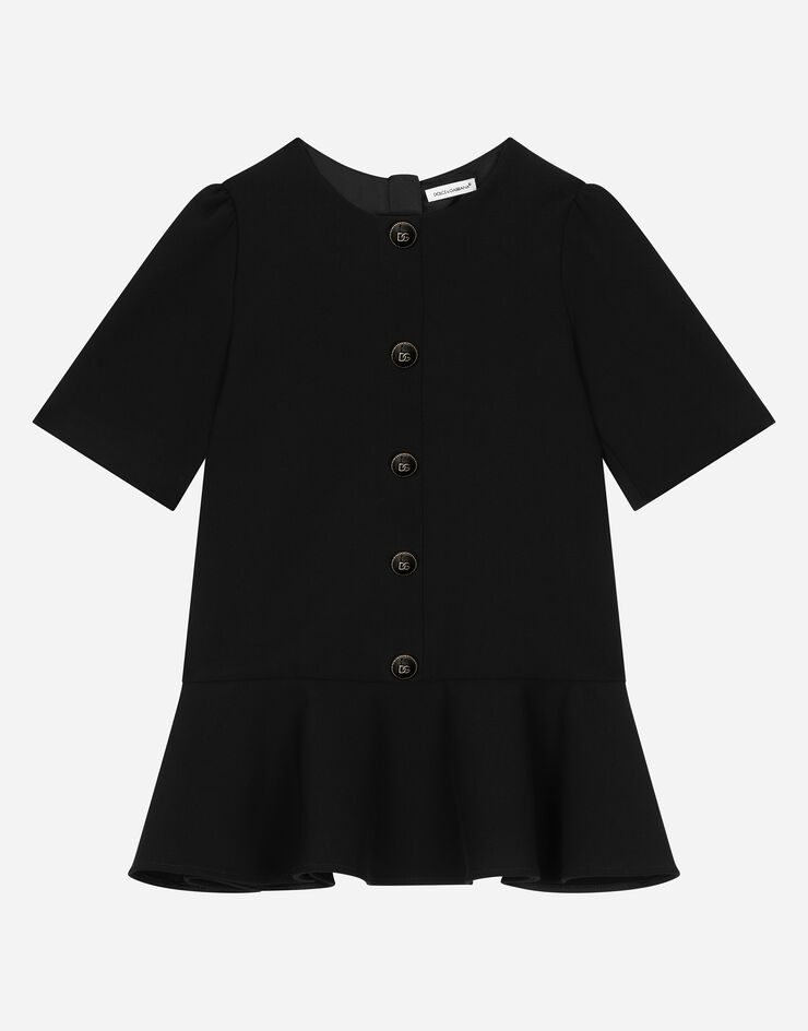 Dolce & Gabbana Kleid aus Cady mit Logoknöpfen Schwarz L53DX3FURMM