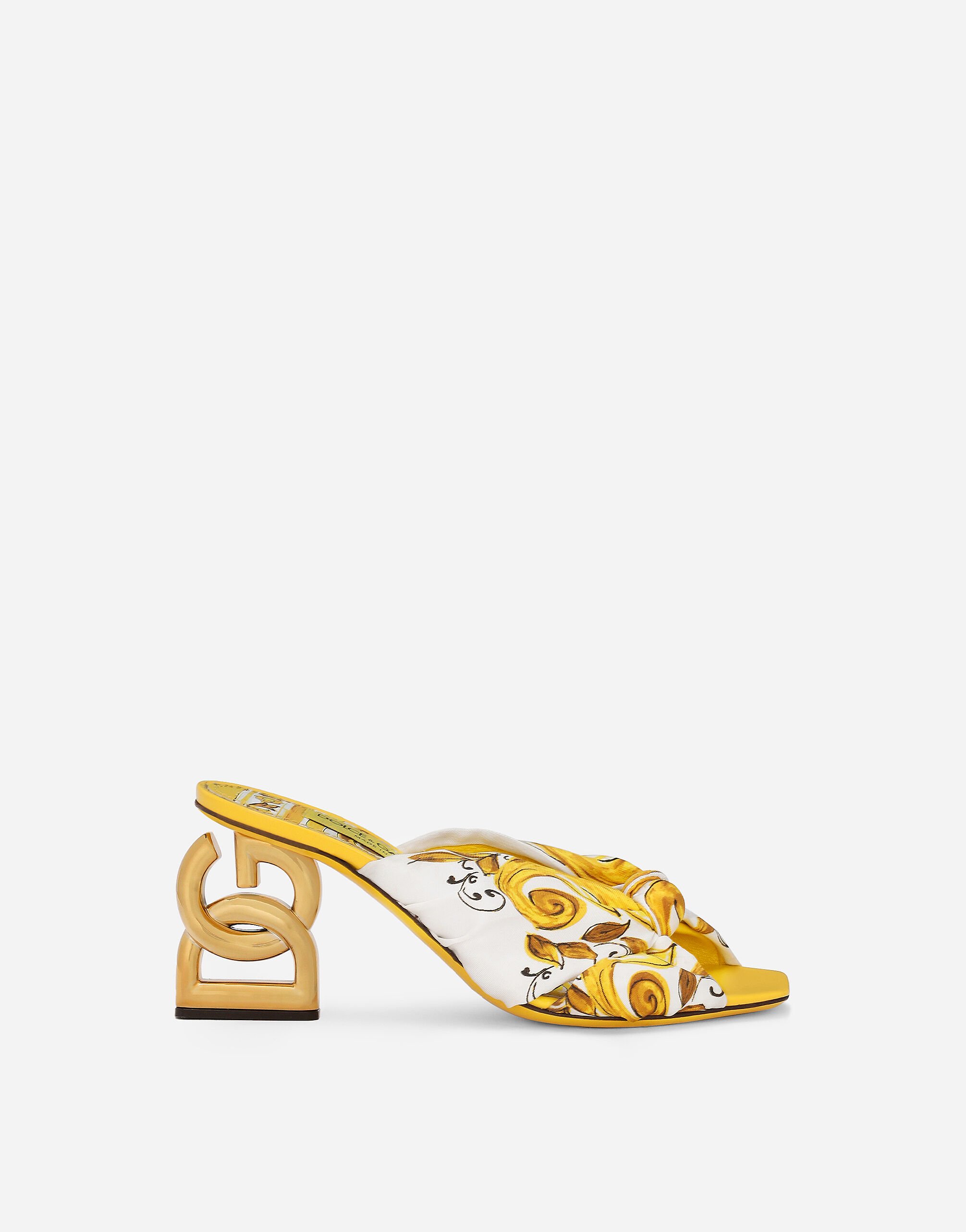 Dolce & Gabbana Printed silk twill DG Pop sandals White CR1354AT848