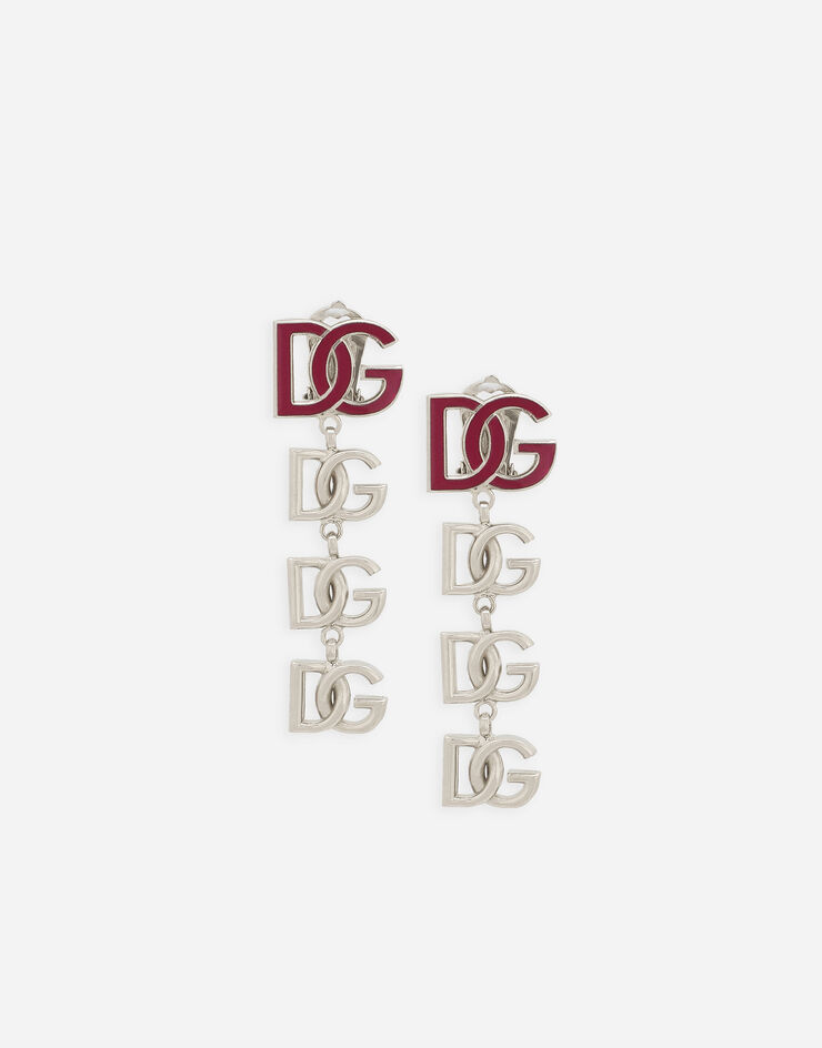Dolce&Gabbana Long earrings with two-tone DG multi-logo Silver WEP6L9W1111