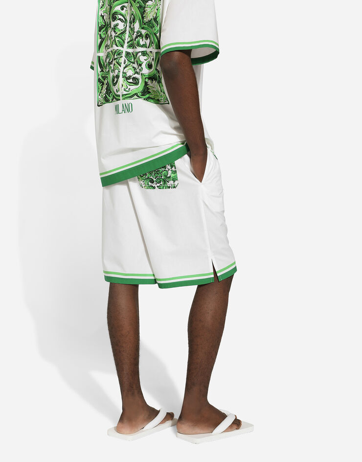 Dolce & Gabbana Poplin jogging shorts with majolica print Print GV37ATFI5JO
