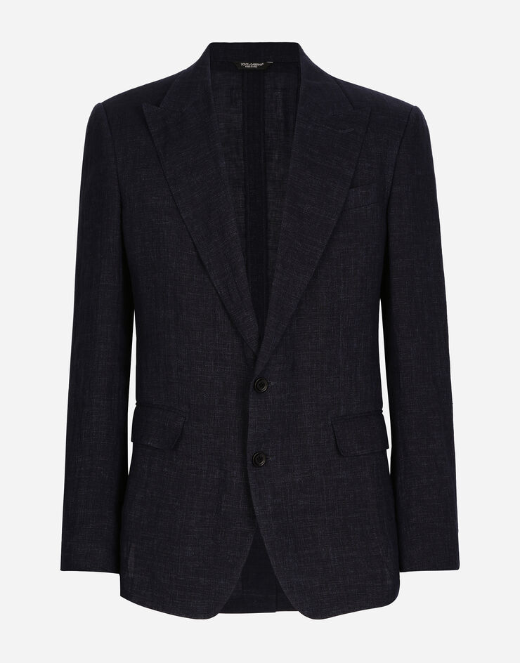 Single-breasted linen-blend Sicilia-fit jacket in Grey for Men | Dolce ...