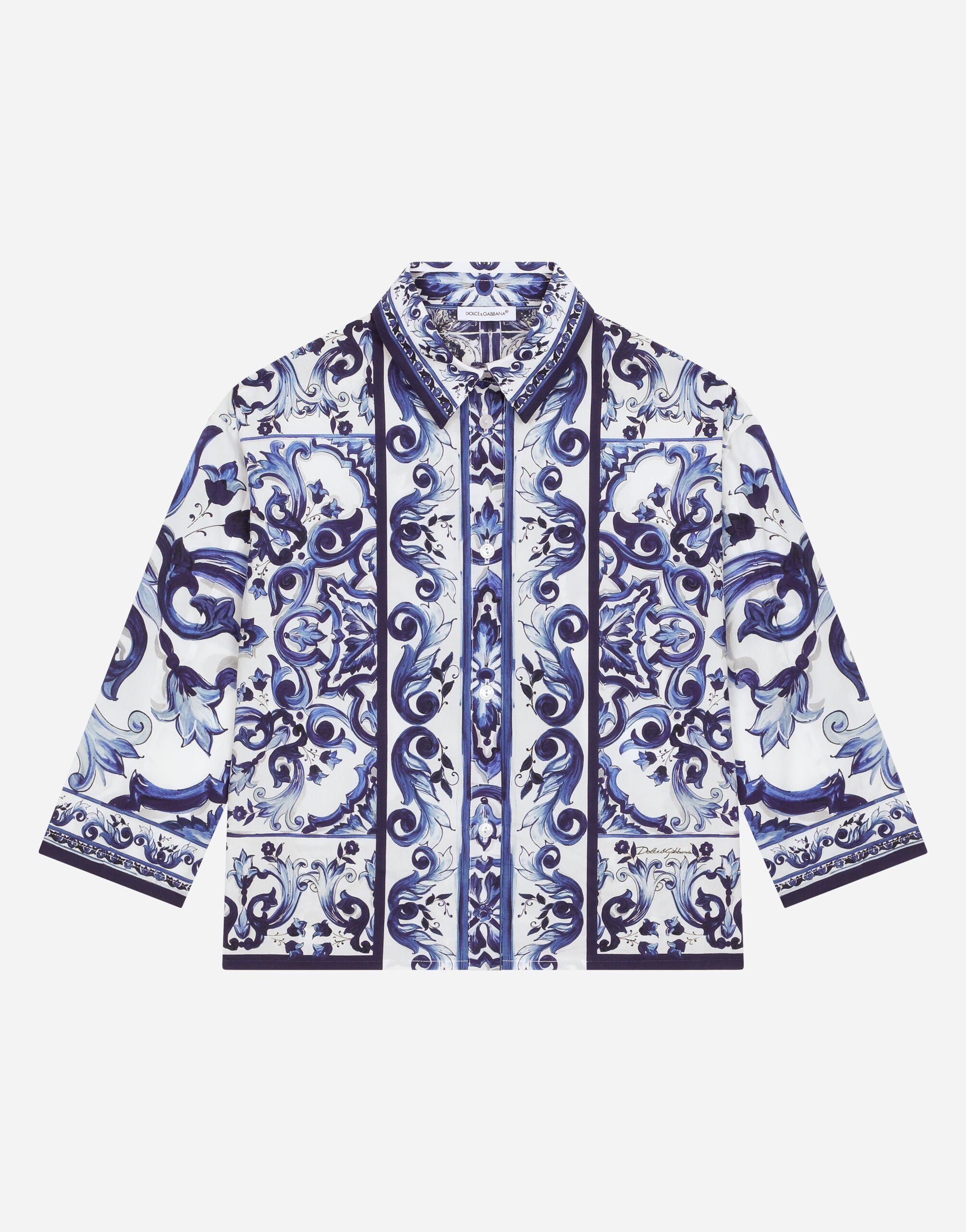 Dolce & Gabbana Majolica-print poplin shirt Multicolor L53DE7G7EY0