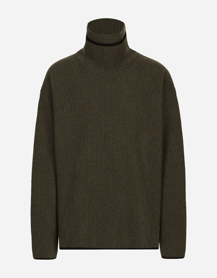 Dolce & Gabbana Wool fisherman’s rib-knit sweater with double turtle-neck Green GXW24TJCVW7