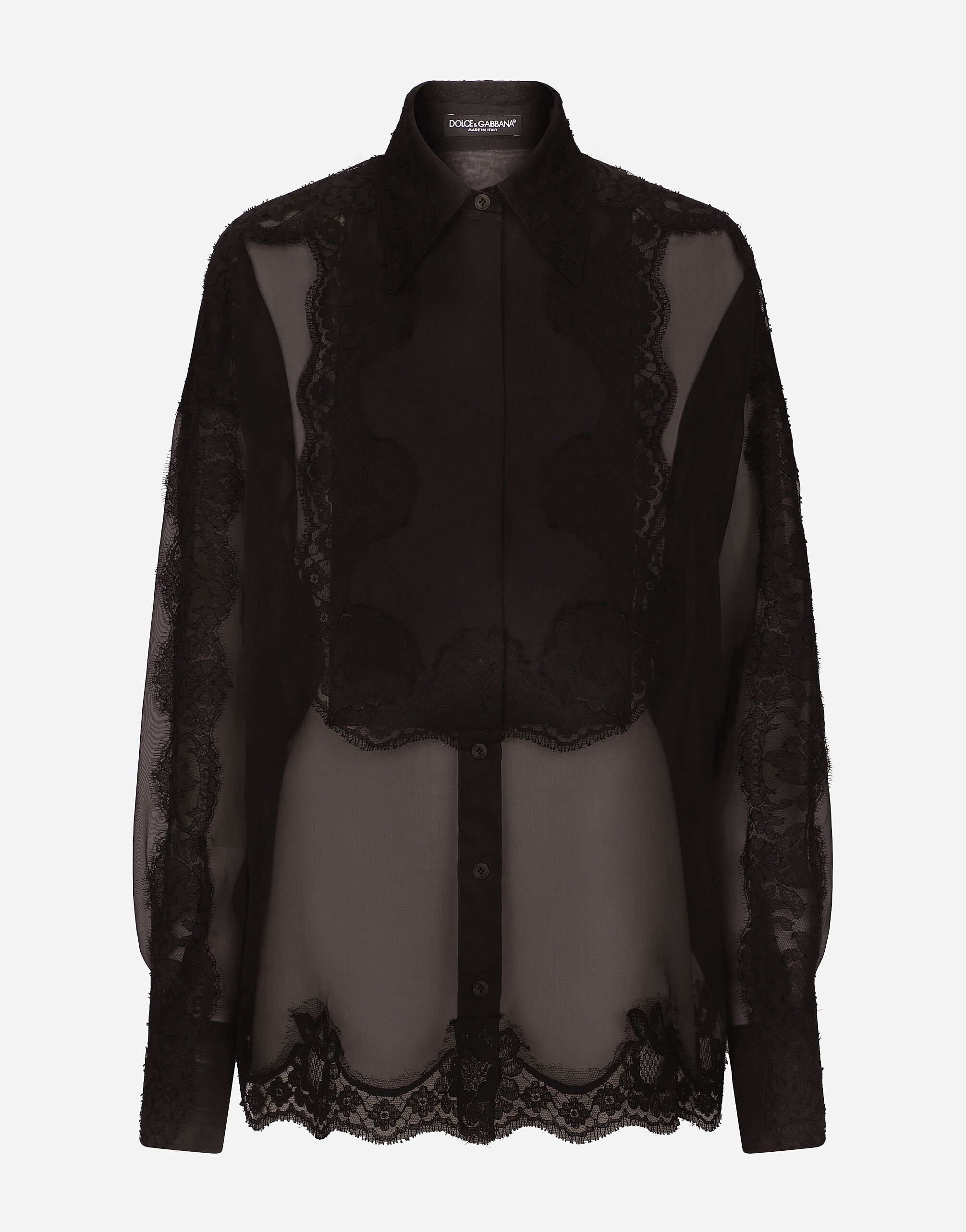 ${brand} Organza tuxedo shirt with lace inserts ${colorDescription} ${masterID}