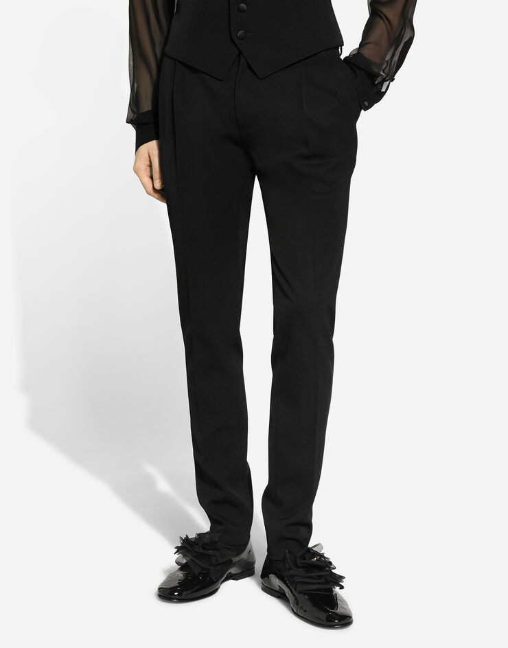 Dolce & Gabbana Pantalon de smoking classique en gabardine Noir GP0F2TFU21E