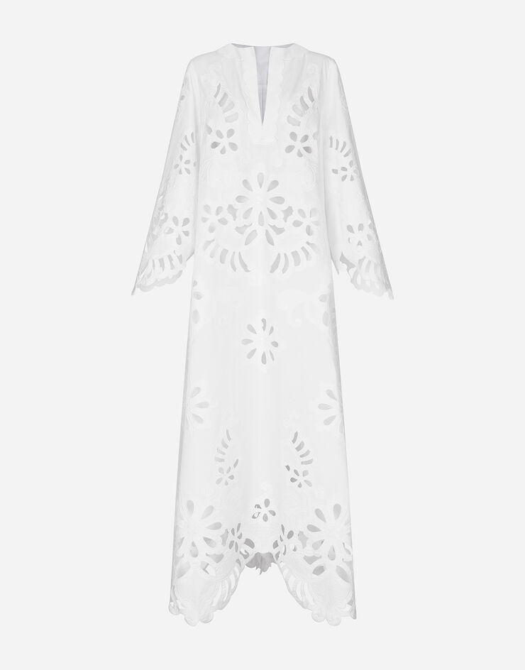 Dolce & Gabbana Caftán largo de algodón con bordado cut-out Blanco F6JIEZGDCJ3