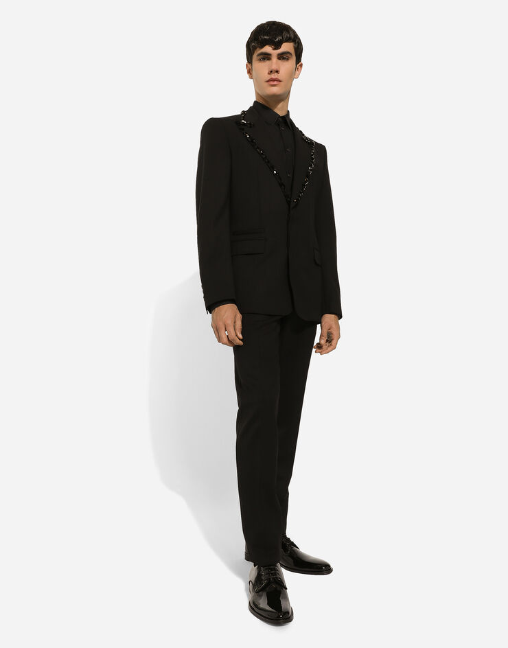 Dolce & Gabbana Pantalon en sergé de laine stretch Noir GY7BMTGH168
