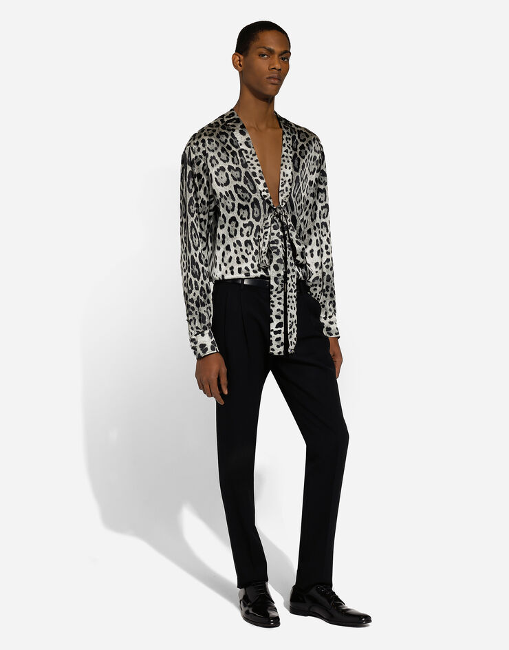 Dolce & Gabbana Leopard-print silk shirt with pussy-bow Print G5MI0TIS1WT