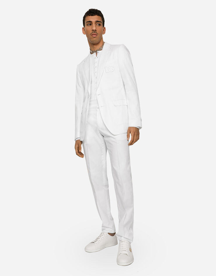 Dolce & Gabbana Однобортный пиджак Taormina из хлопка с нашивкой DG белый G2SM6ZFU6ZF