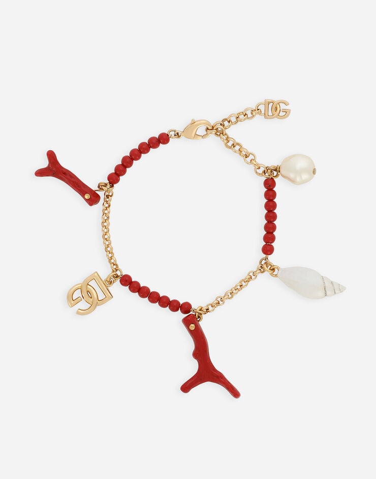 Dolce & Gabbana Bracelet with DG logo and shell and coral charms Gold WBQ6C4W1111