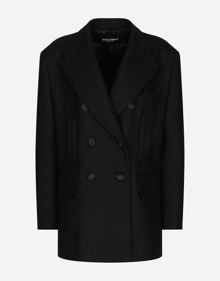 Dolce & Gabbana Oversize double-breasted wool baize jacket Black F293VTHUMN1