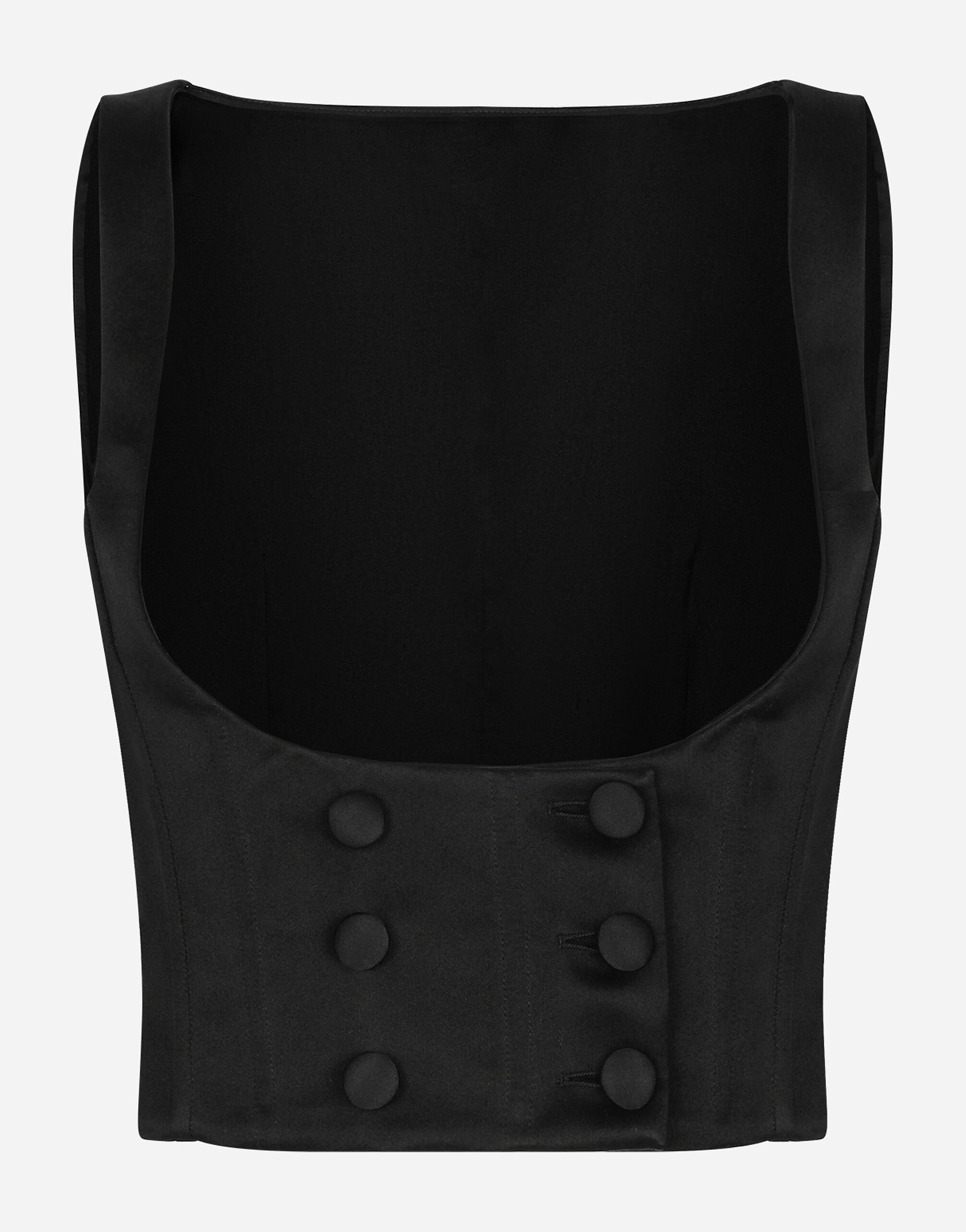 ${brand} Gilet tuxedo doppiopetto in duchesse di seta ${colorDescription} ${masterID}