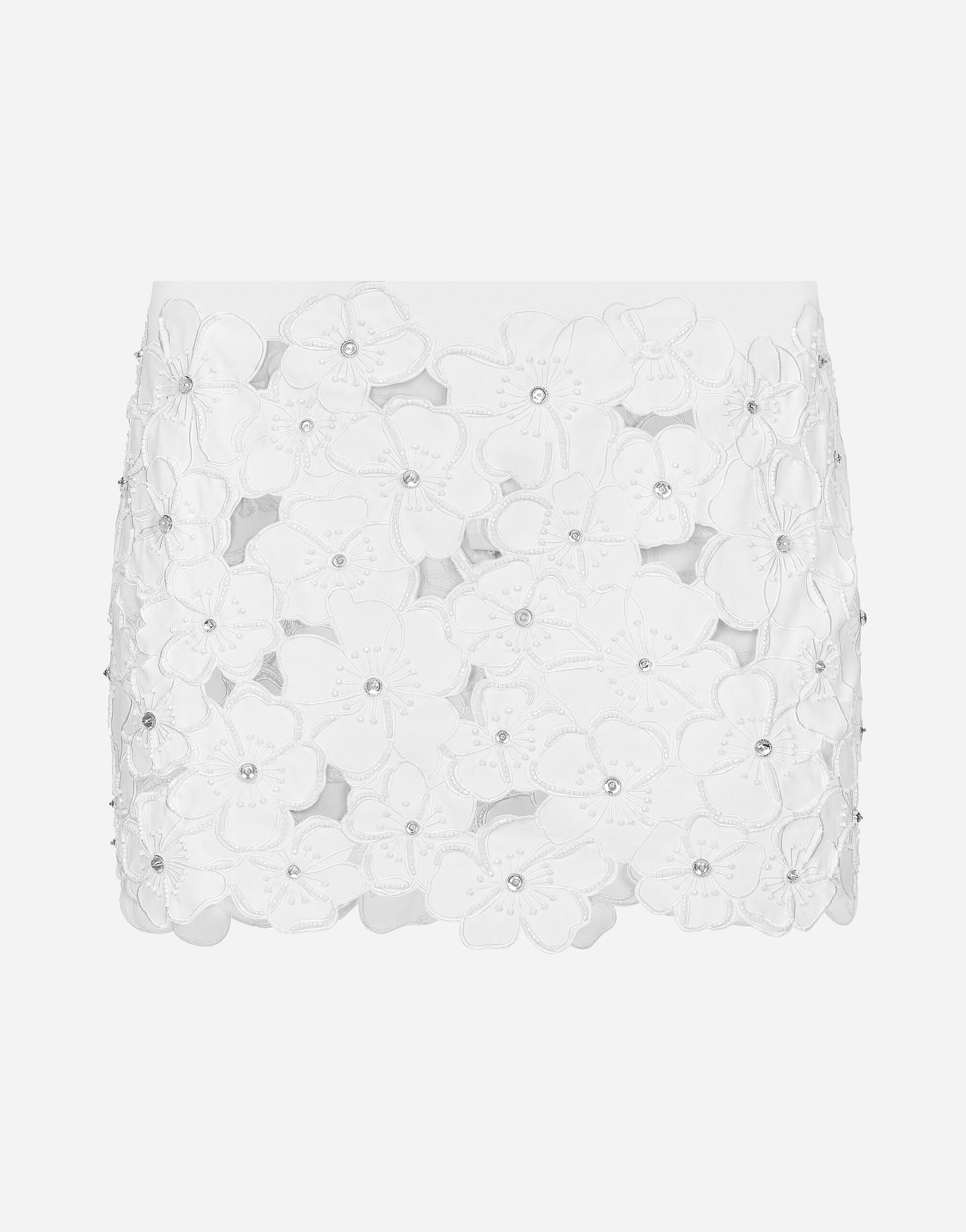 ${brand} Minifalda de algodón con bordado floral y adornos de strass ${colorDescription} ${masterID}