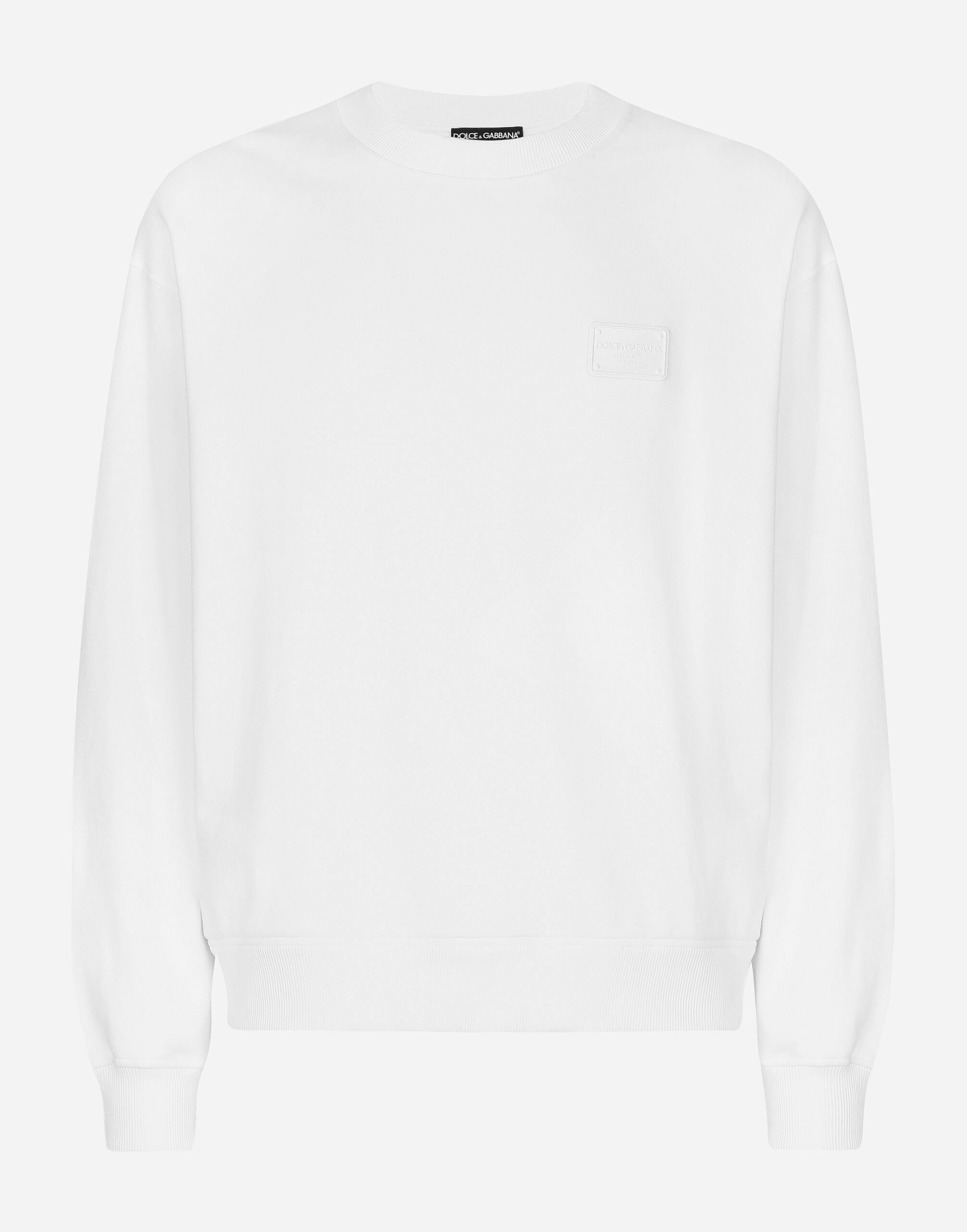Dolce & Gabbana Sweat-shirt en jersey avec plaquette logo DG Vert G9BDXZG7NON