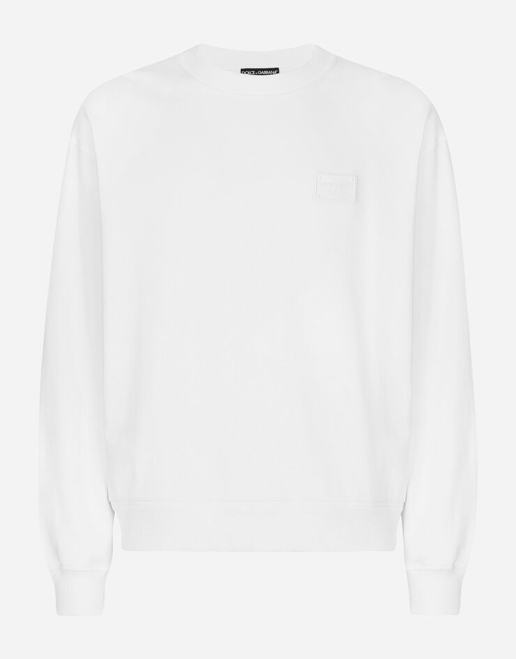 Dolce & Gabbana Jersey sweatshirt with DG logo tag White G9AHSTG7NTZ