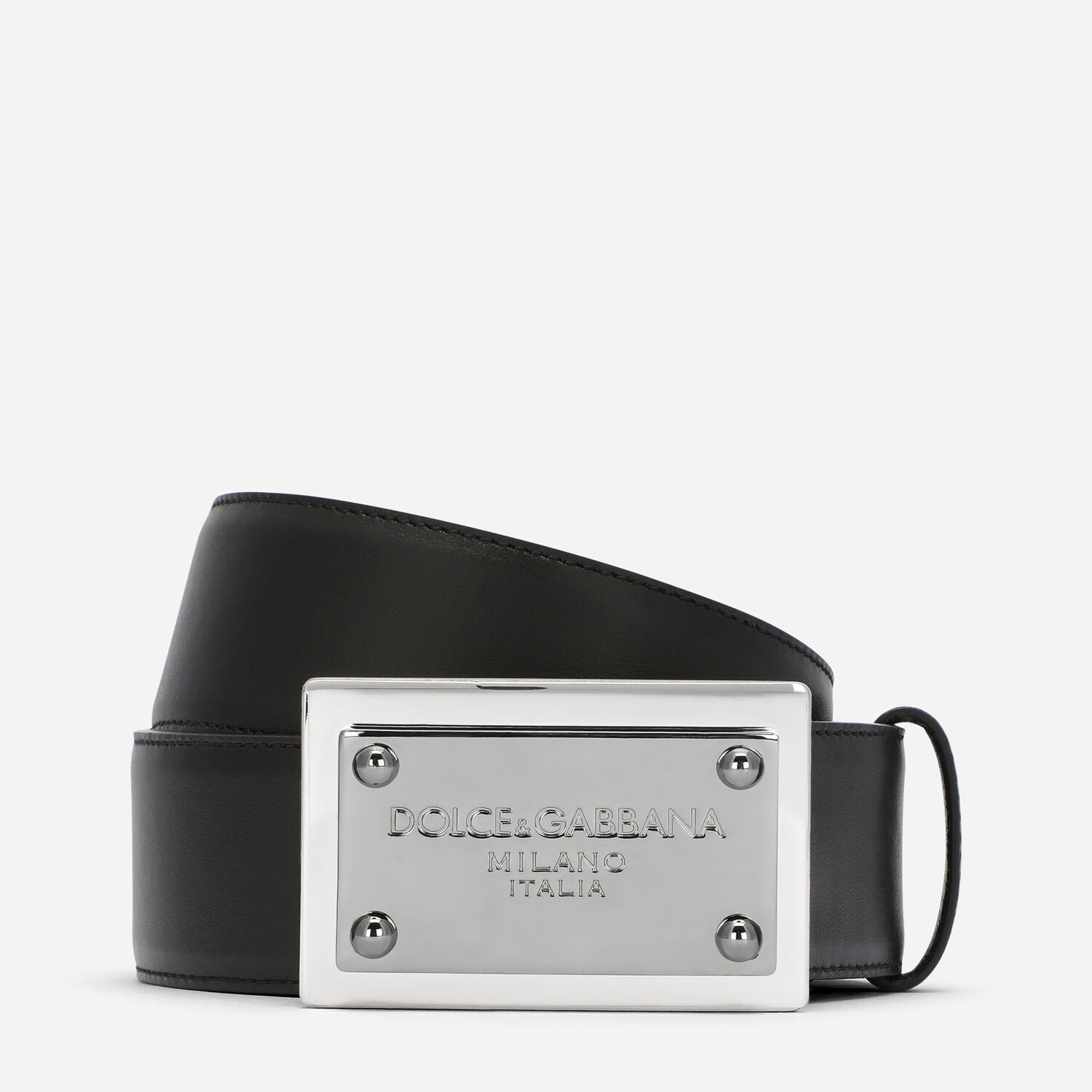 belt US branded tag in with for Black Calfskin Dolce&Gabbana® |