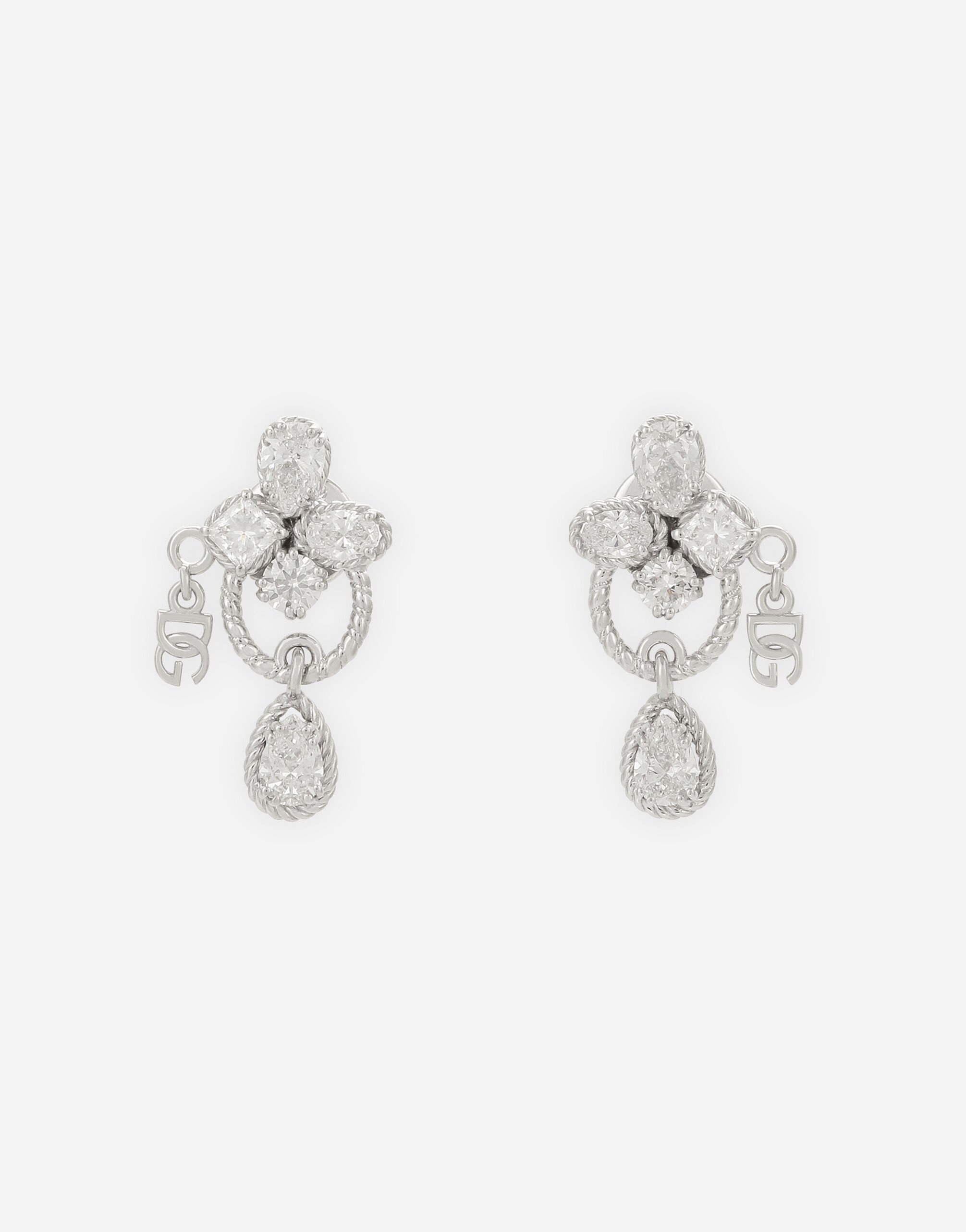 Dolce & Gabbana Pendientes Easy Diamond en oro blanco de 18 kt con diamantes Blanco WEQA1GWSPBL