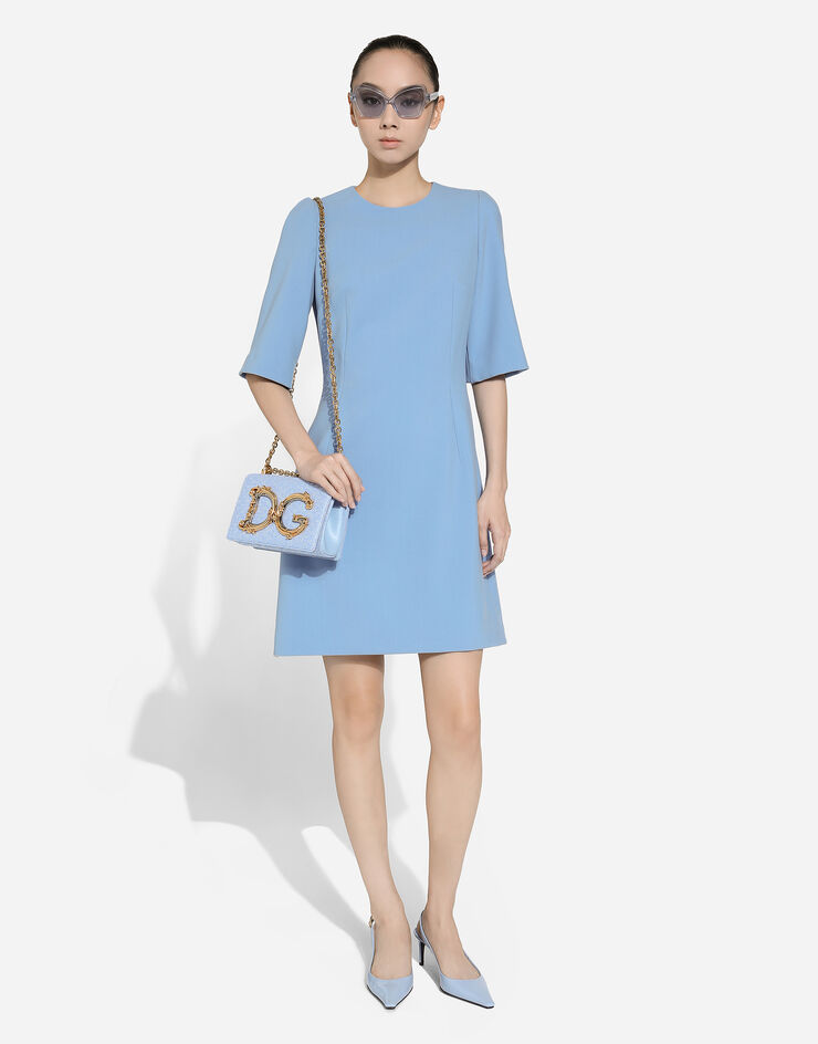 Dolce & Gabbana Robe midi sablier en crêpe de laine Bleu Ciel F6GAUTFU2L8