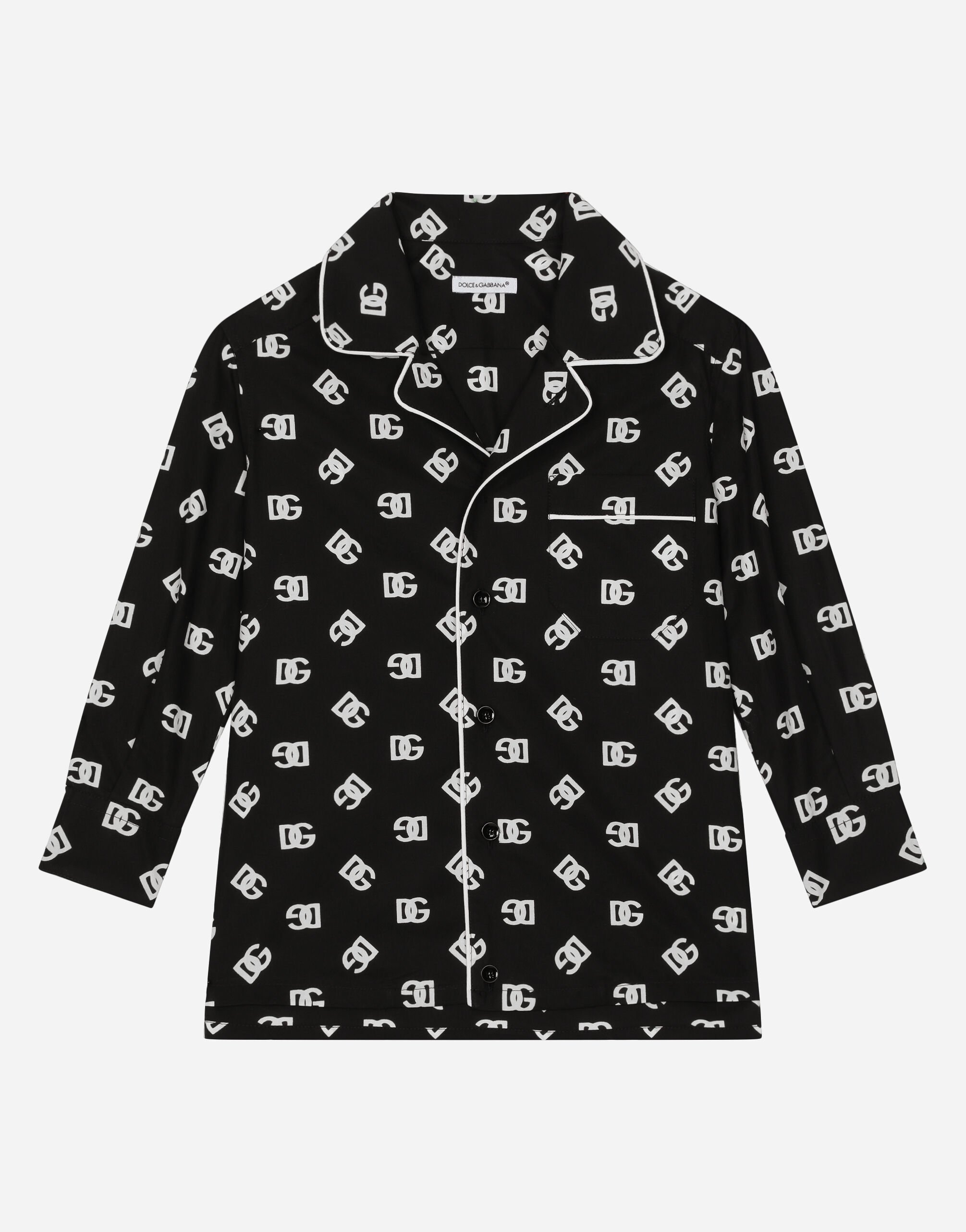 Dolce & Gabbana Poplin pajama shirt with DG logo print Print L44S11HI1S6