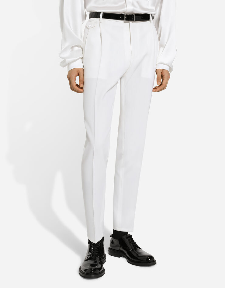 Dolce & Gabbana Pantalone classico in lana Bianco GY6UETFU27J