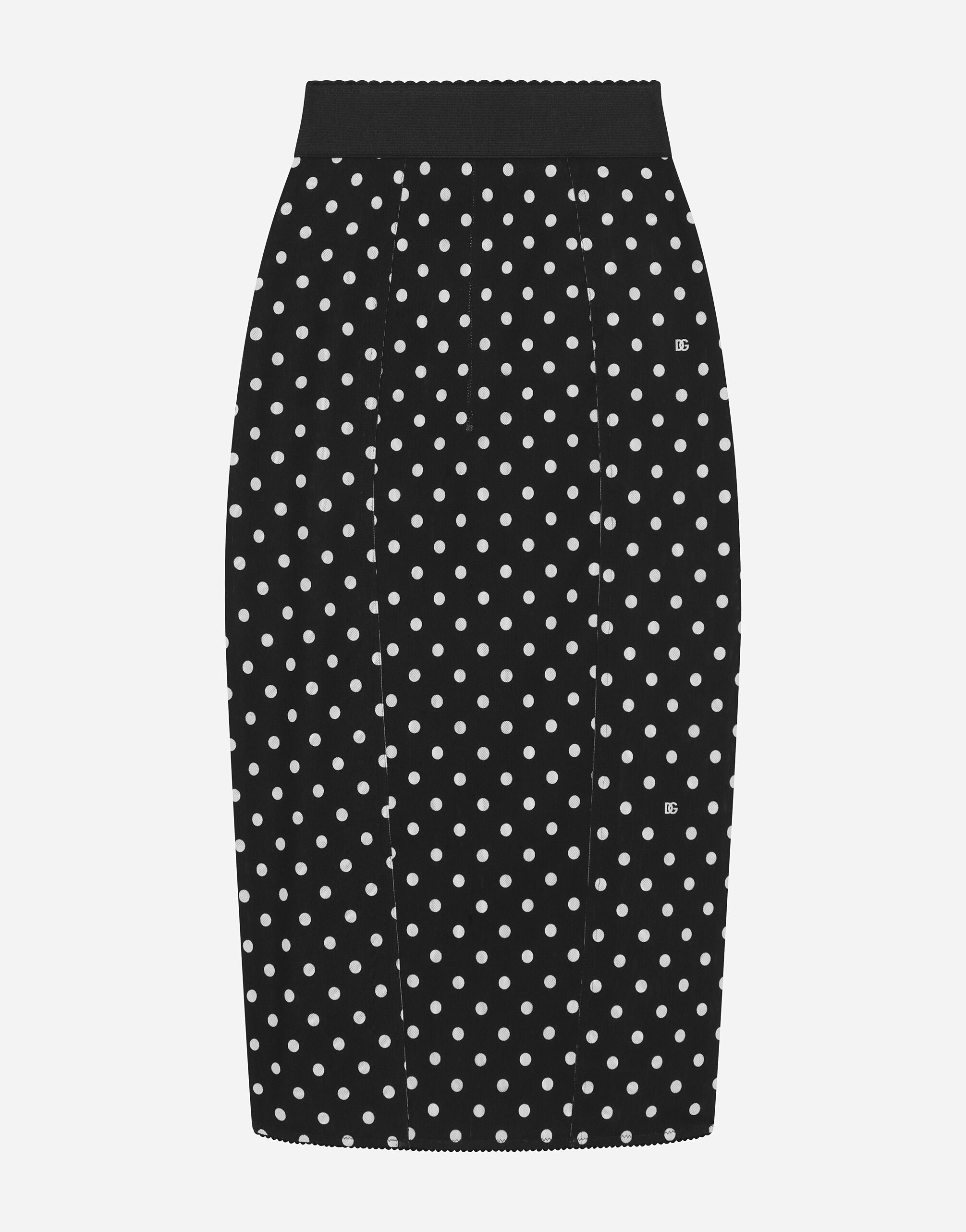 Dolce & Gabbana Marquisette pencil skirt with polka-dot print and corset details Print F4CX0THH5A5