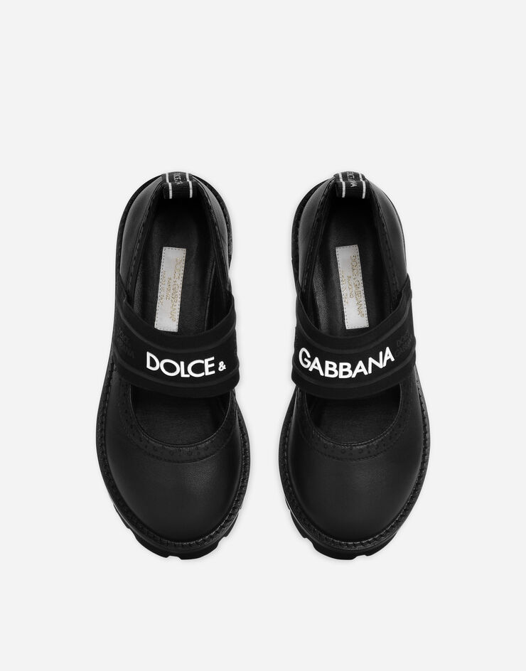 Dolce & Gabbana Merceditas con logotipo en cinta elástica Negro/Blanco D10960AW087