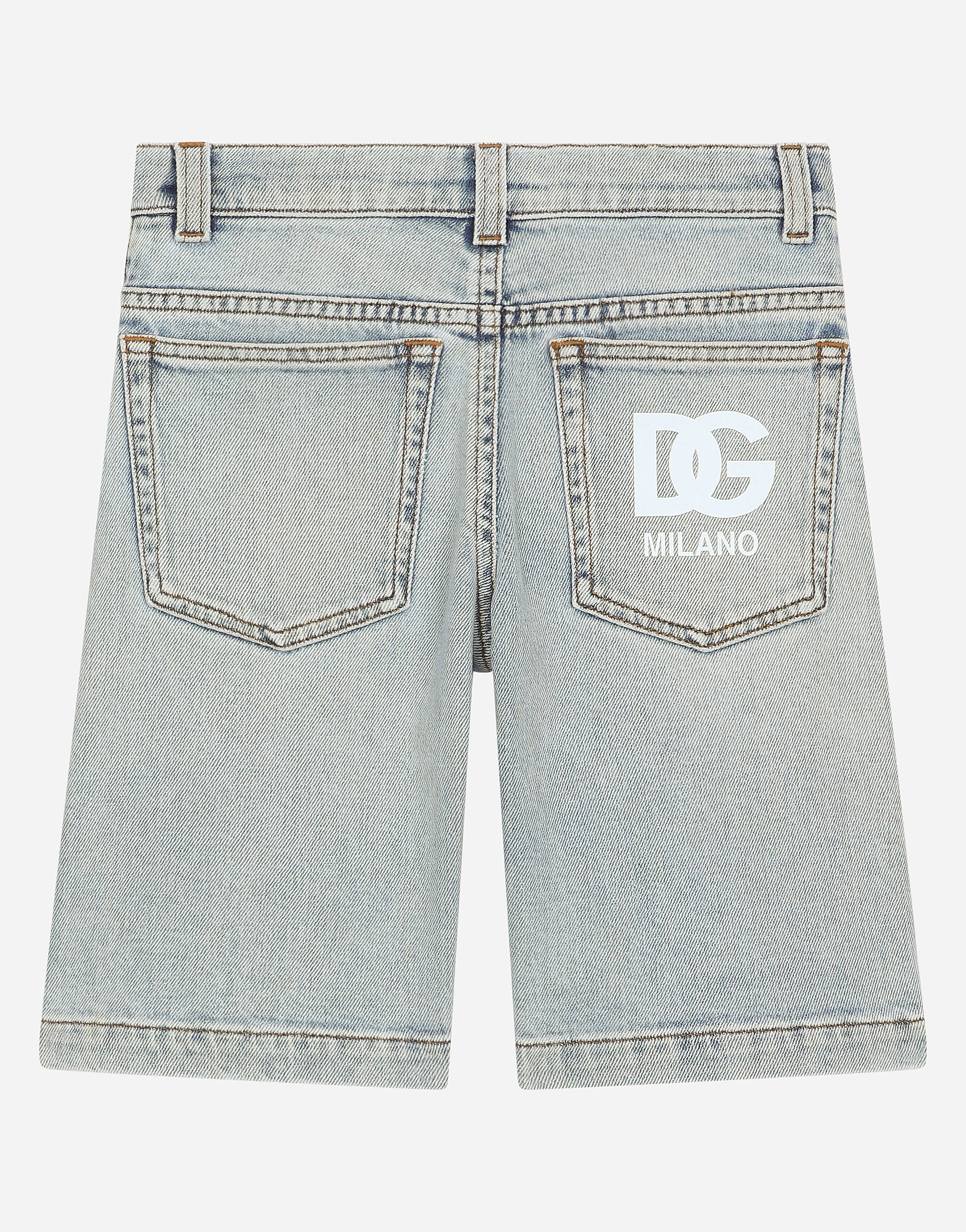 Dolce & Gabbana 5-pocket denim shorts with DG logo male Blue