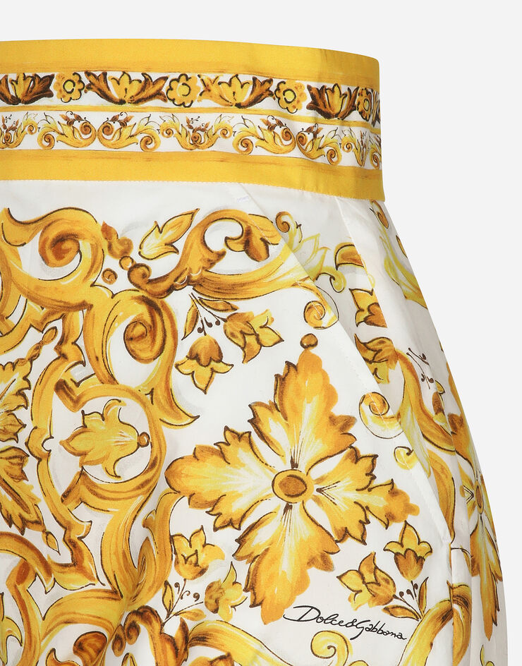 Dolce & Gabbana Shorts culotte a palloncino in popeline di cotone stampa Maiolica Stampa FTAGWTHH5AY