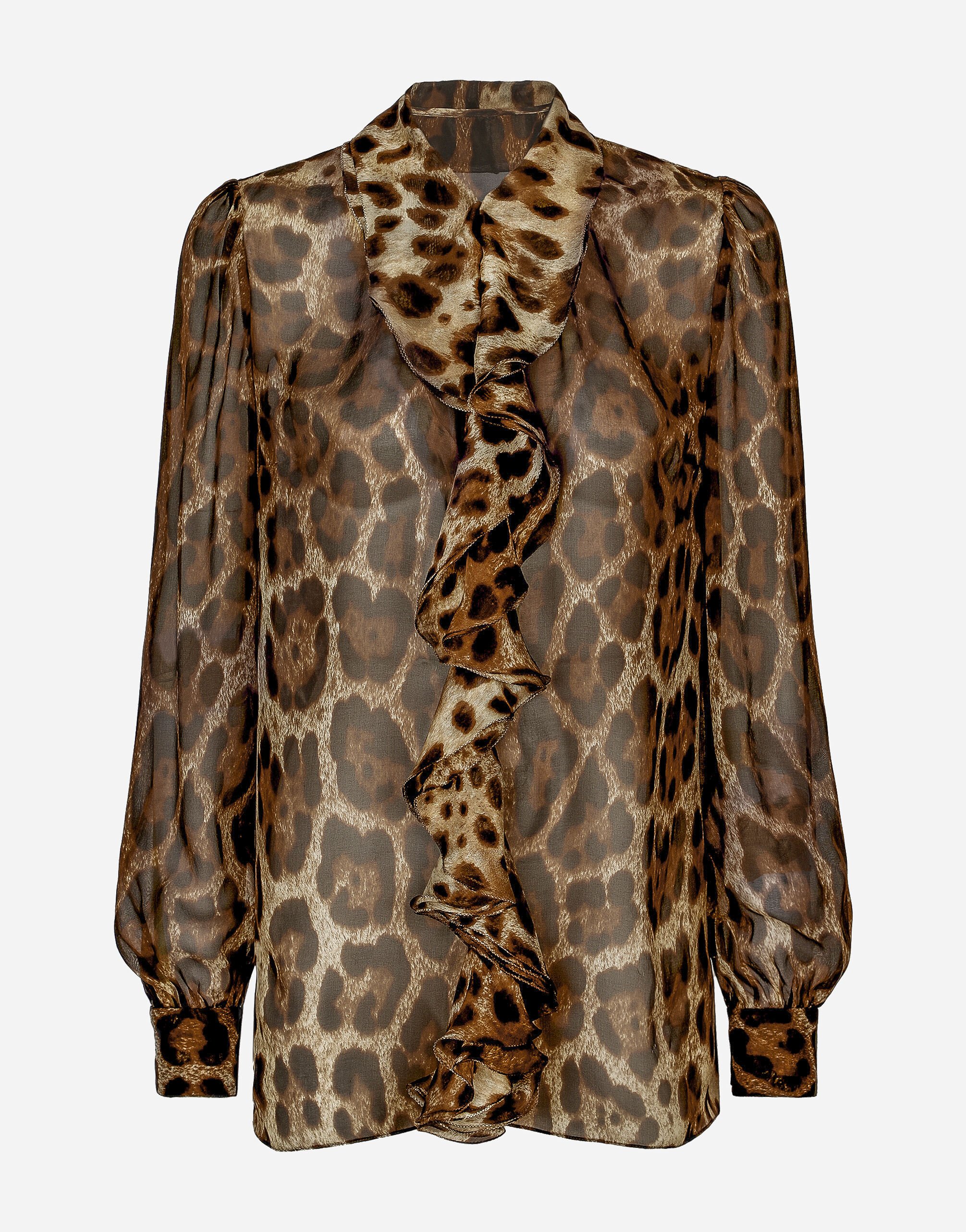 Dolce & Gabbana Chemise en mousseline avec ruches et imprimé léopard Imprimé Animalier BB7116AM568