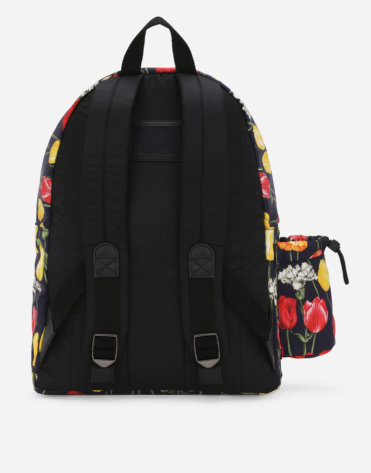 Dolce & Gabbana Sac à dos en nylon avec imprimé tulipes et plaquette à logo Imprimé EB0257AF312