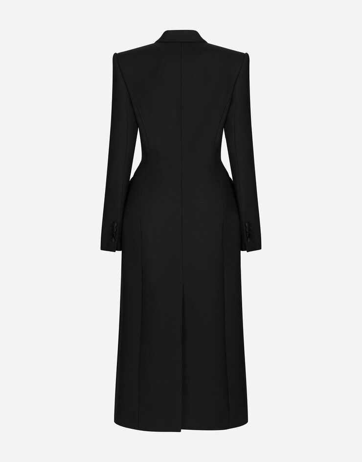 Dolce & Gabbana Double-breasted wool gabardine tuxedo coat with padded hips Black F0W2FTFU272