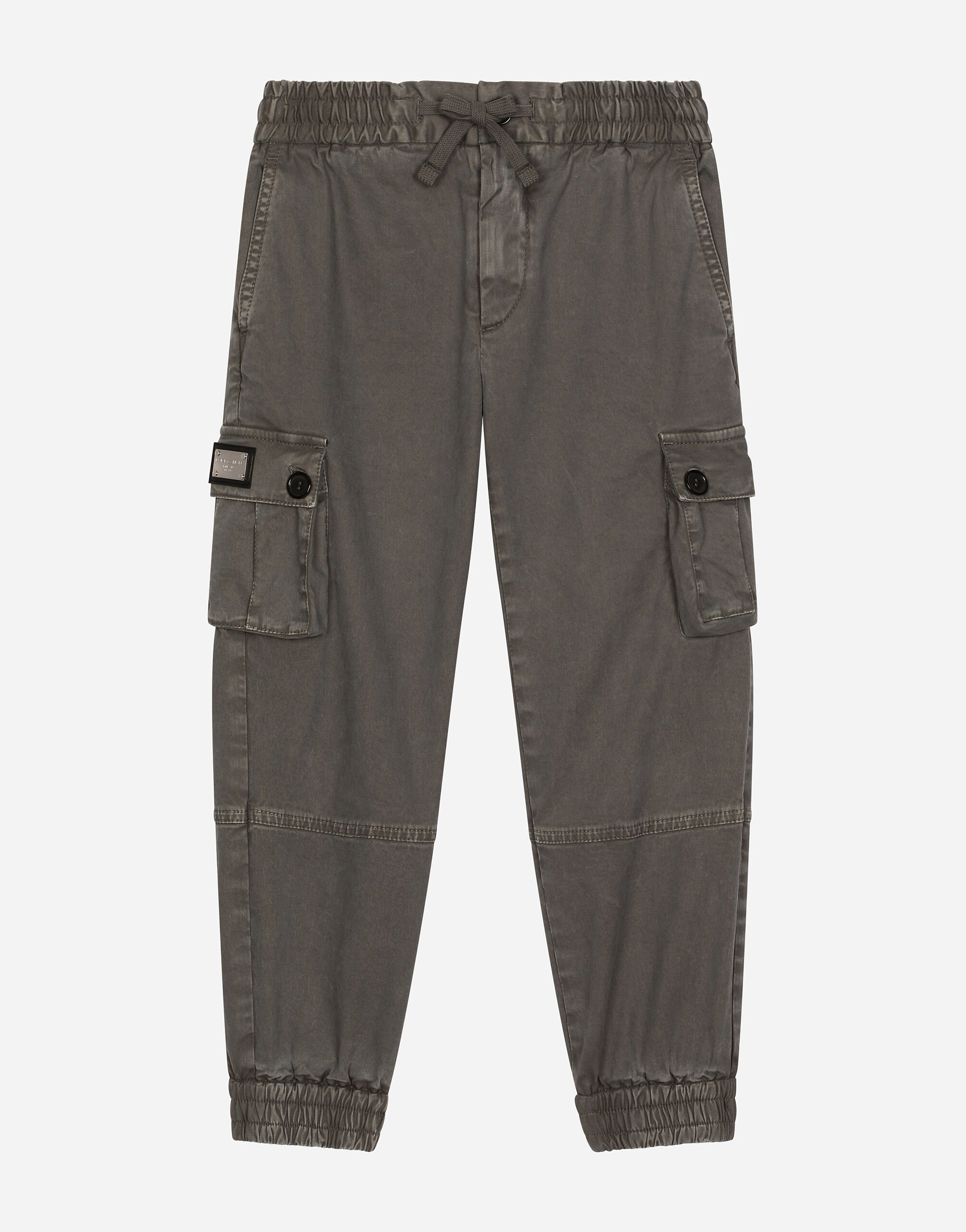 ${brand} Gabardine cargo pants with branded tag ${colorDescription} ${masterID}