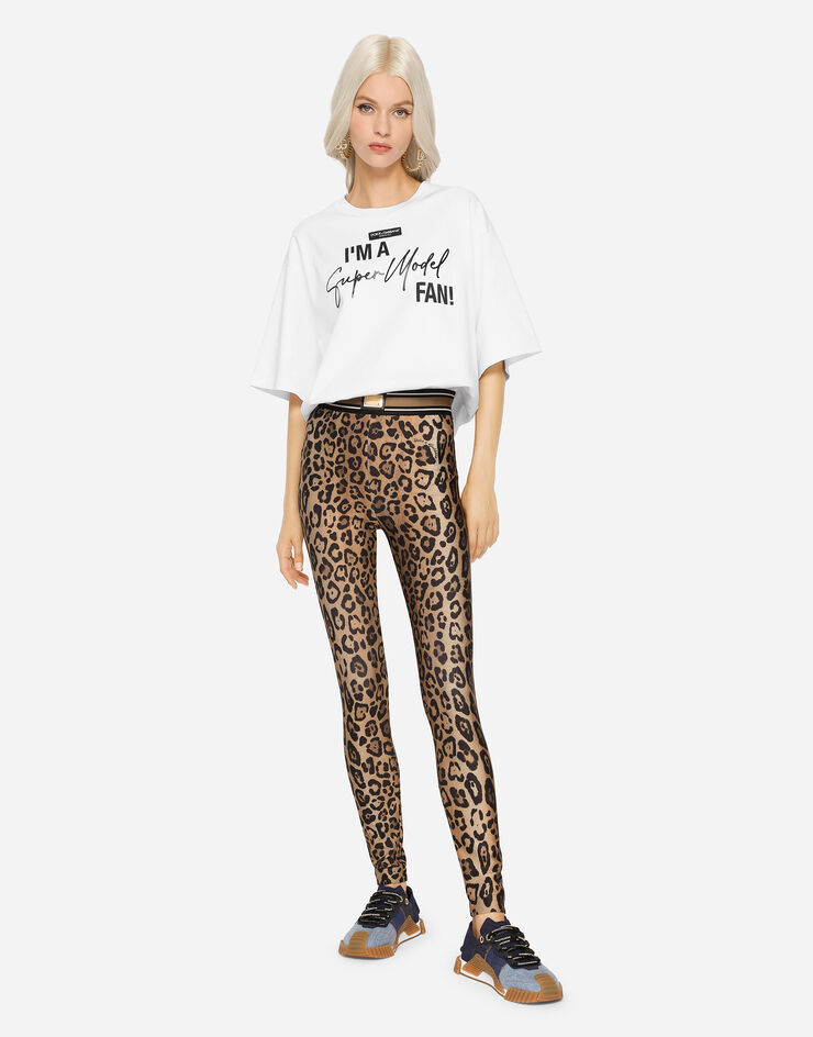 Leopard-print spandex/jersey leggings in Multicolor for Women