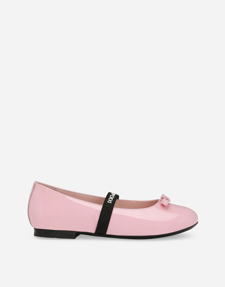 Dolce & Gabbana リボン付き パテントレザー バレエフラット  Pink D11294A4831