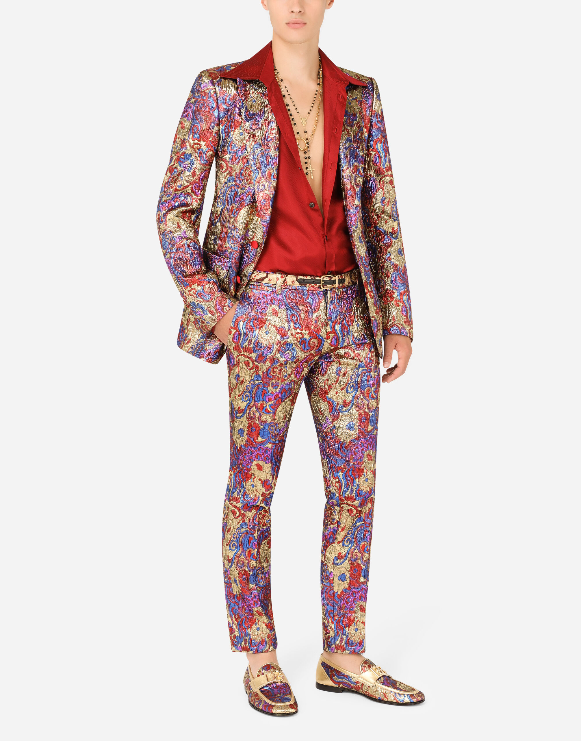 Oriental lurex jacquard Sicilia-fit jacket in Multicolor for