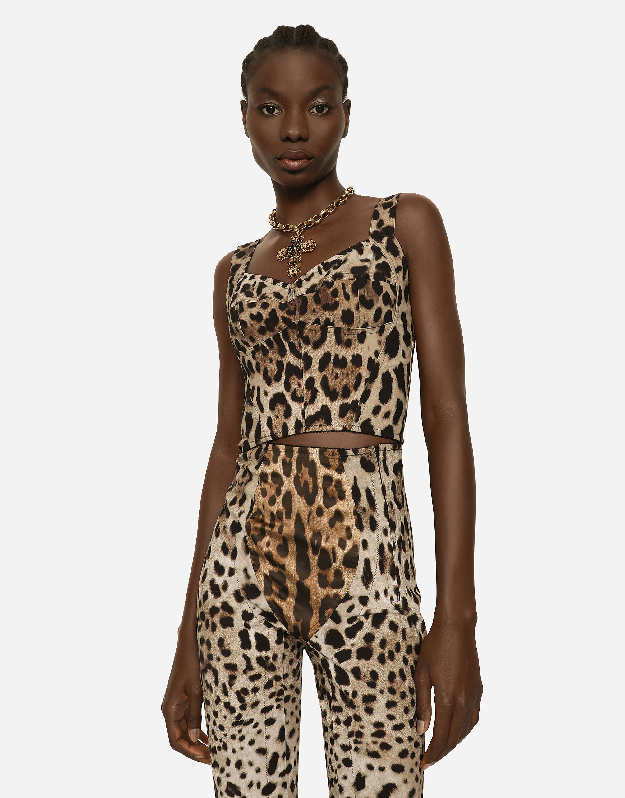 Leopard-print corset bodysuit