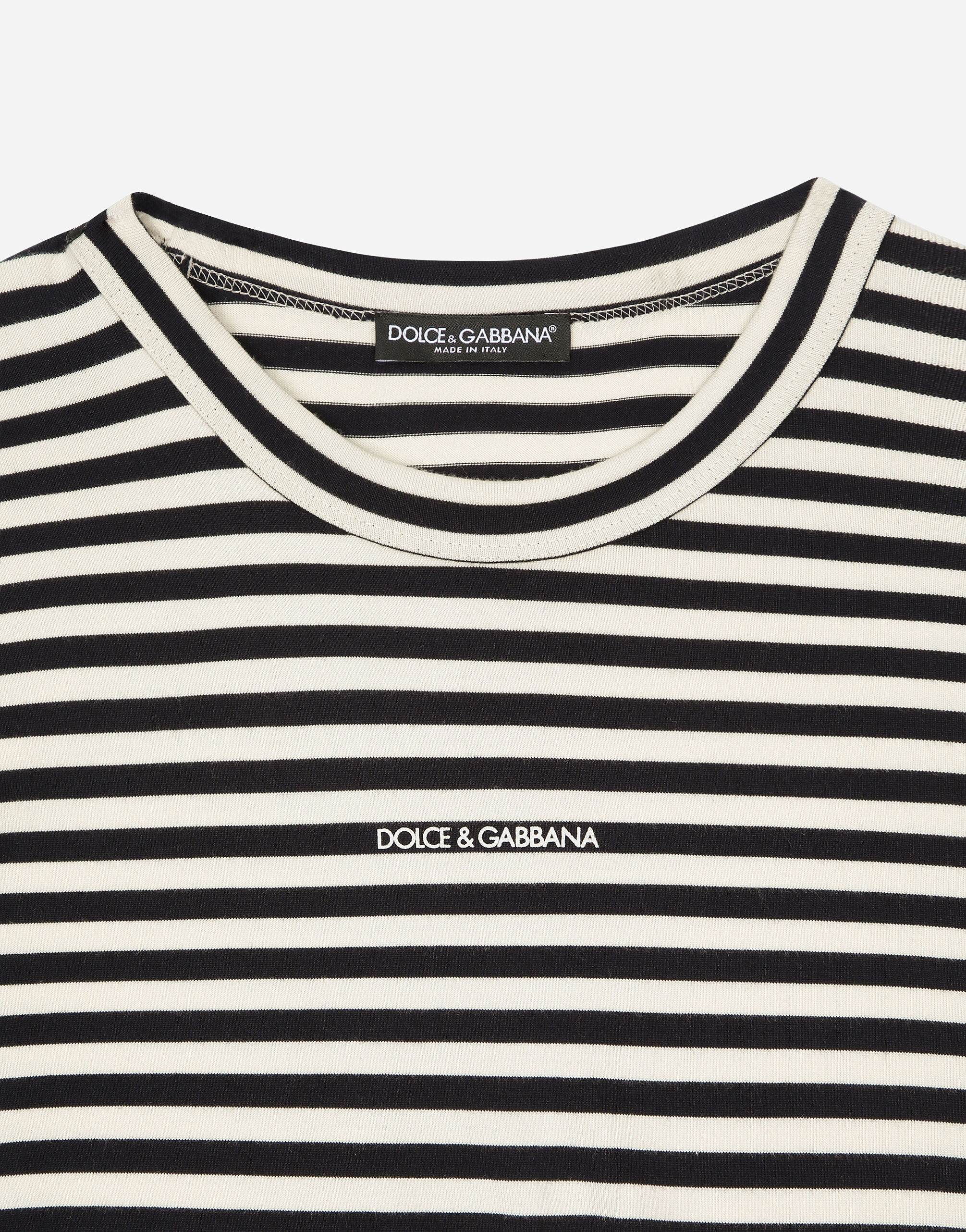 Dolce & Gabbana Long-sleeved striped T-shirt with logo male Multicolor