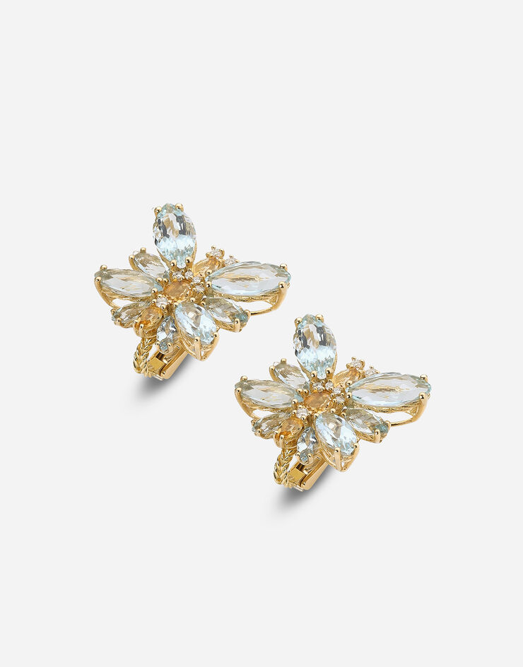 Dolce & Gabbana Spring earrings in yellow 18kt gold with aquamarine butterfly Gold WEJI3GWAQ03