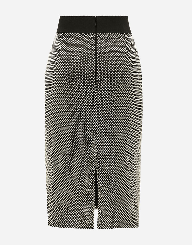 Dolce & Gabbana Calf-length crystal mesh skirt Silver F4C0KTHLSA0