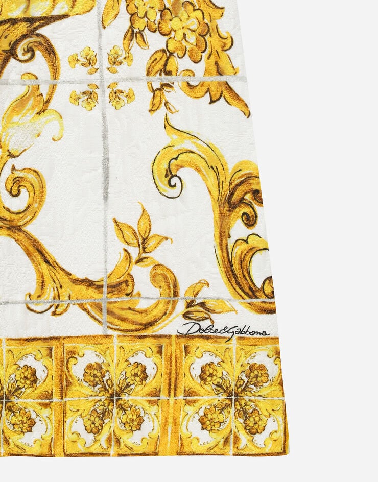 Dolce & Gabbana Kurzes Kleid aus Brokat Majolika-Print Drucken F68A8TFPTAH