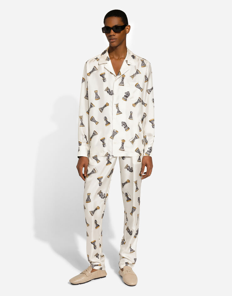 Dolce & Gabbana Silk twill jogging pants with chess-piece print Print GVCRATIS1VA