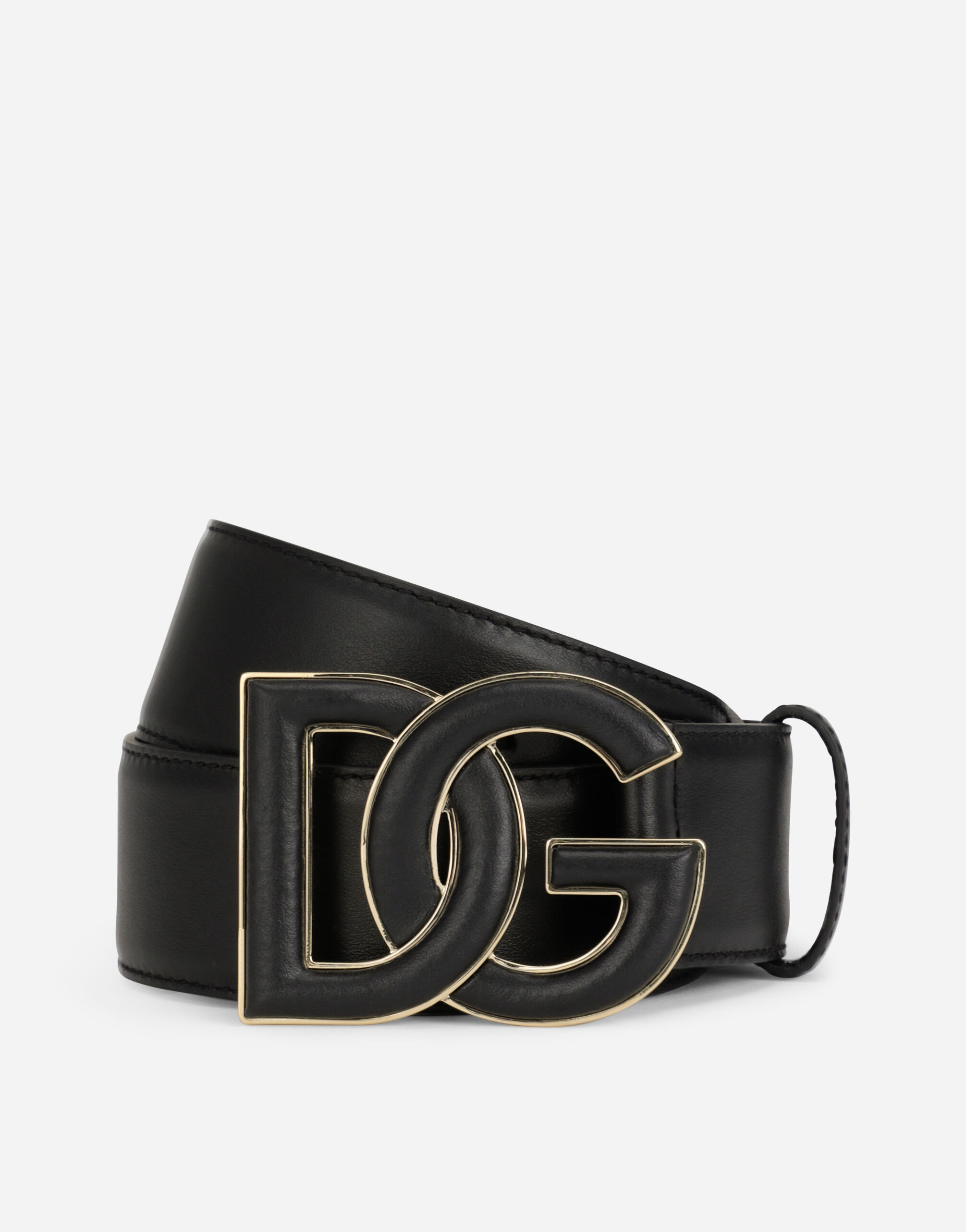 Dolce & Gabbana Cinturón en piel de becerro con logotipo DG Negro BI1261AW576