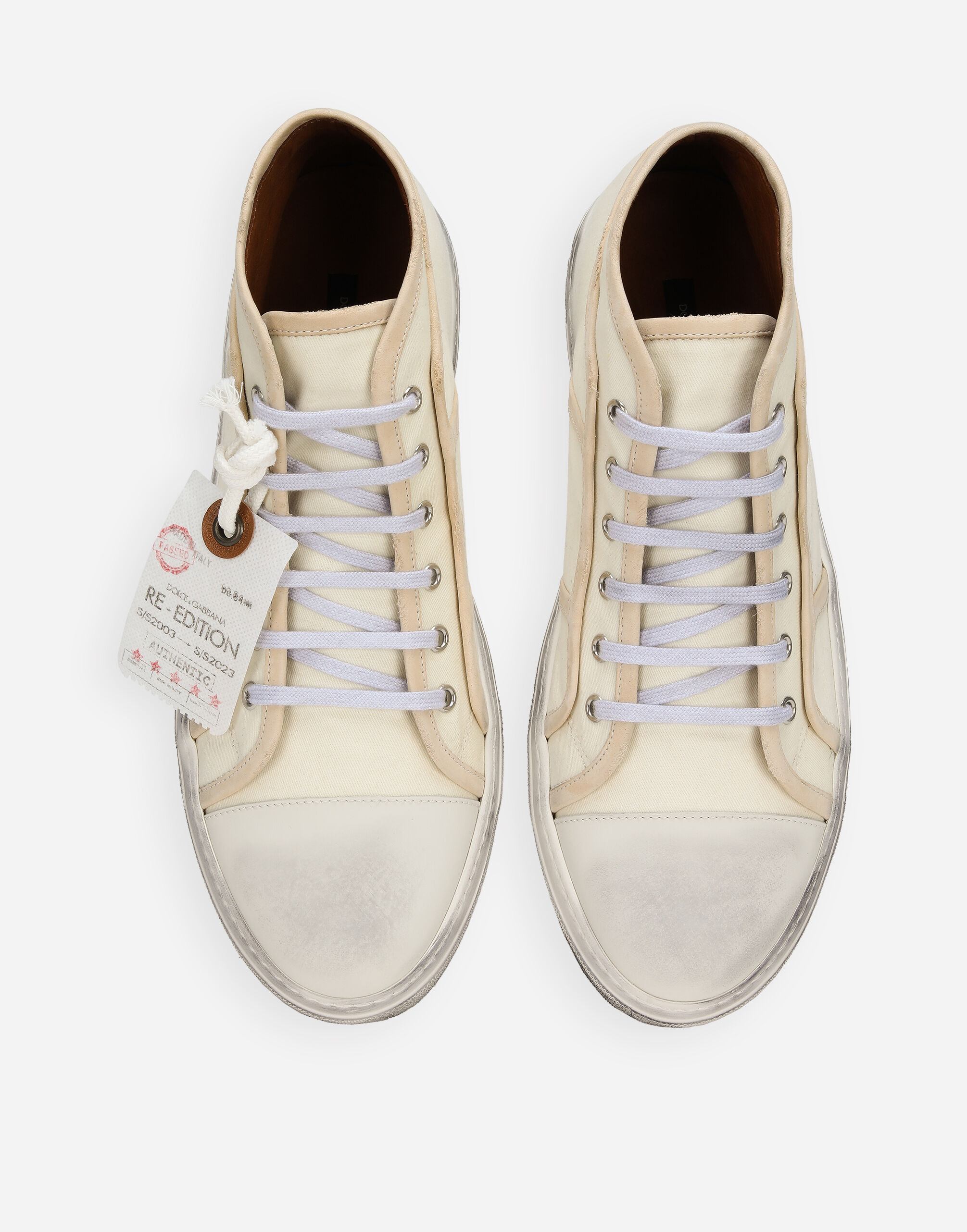 Fabric vintage mid-top sneakers in Neutral for Men | Dolce&Gabbana®