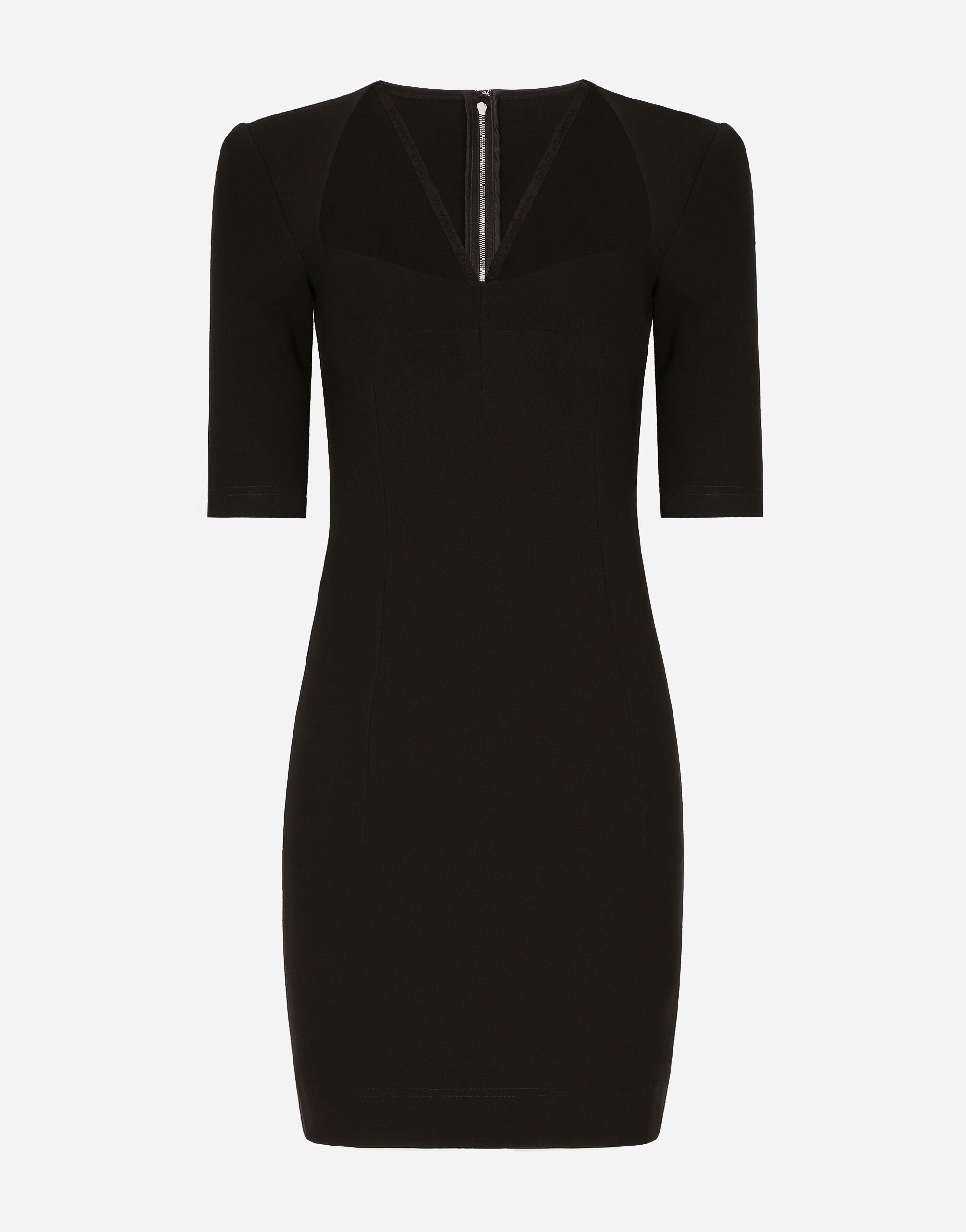 Dolce & Gabbana فستان جيرسي قصير بأكمام 3/4 أسود VG6186VN187