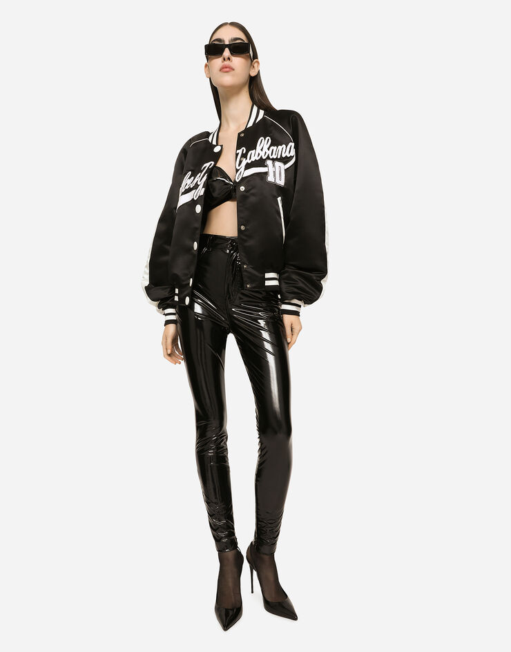Dolce&Gabbana Pantalon taille haute en jersey enduit Noir FTCTFTFUSOP