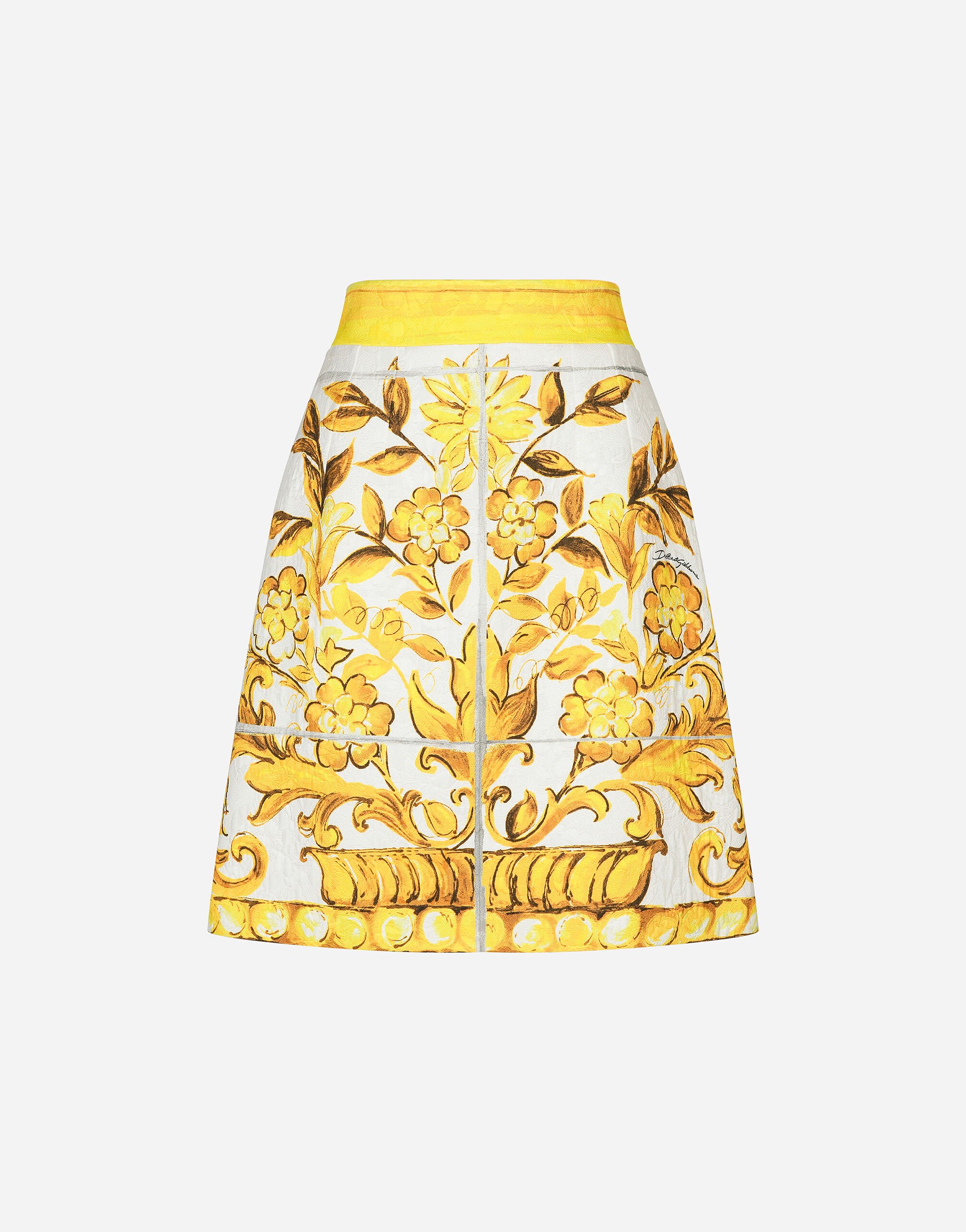 Dolce & Gabbana Jupe courte en brocart à imprimé majoliques Imprimé F4CUNTFPTAX