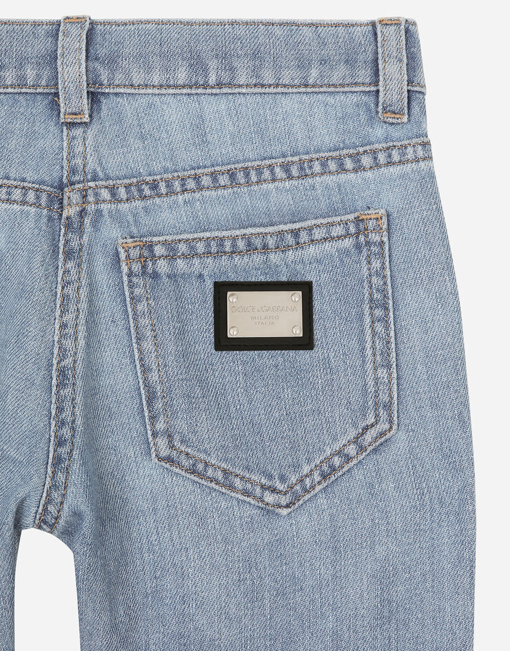 Dolce & Gabbana Jeans 5 tasche in denim con placca logata Multicolore L52F82LDC52