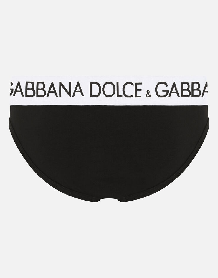Dolce & Gabbana Трусы-слипы средней посадки из биэластичного хлопка черный M3D03JOUAIG